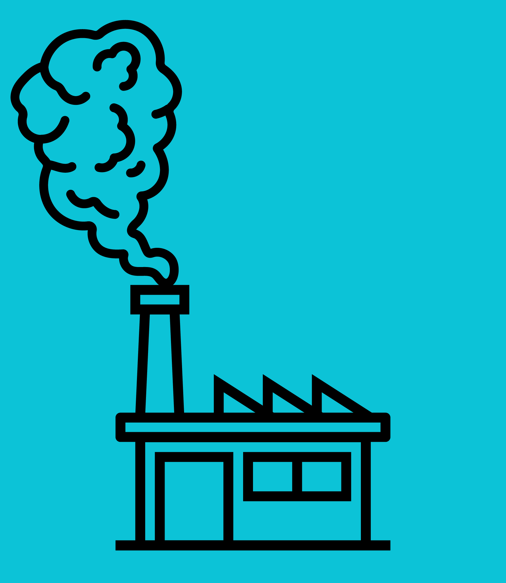 Ilustração de uma fábrica com chaminé sobre fundo azul