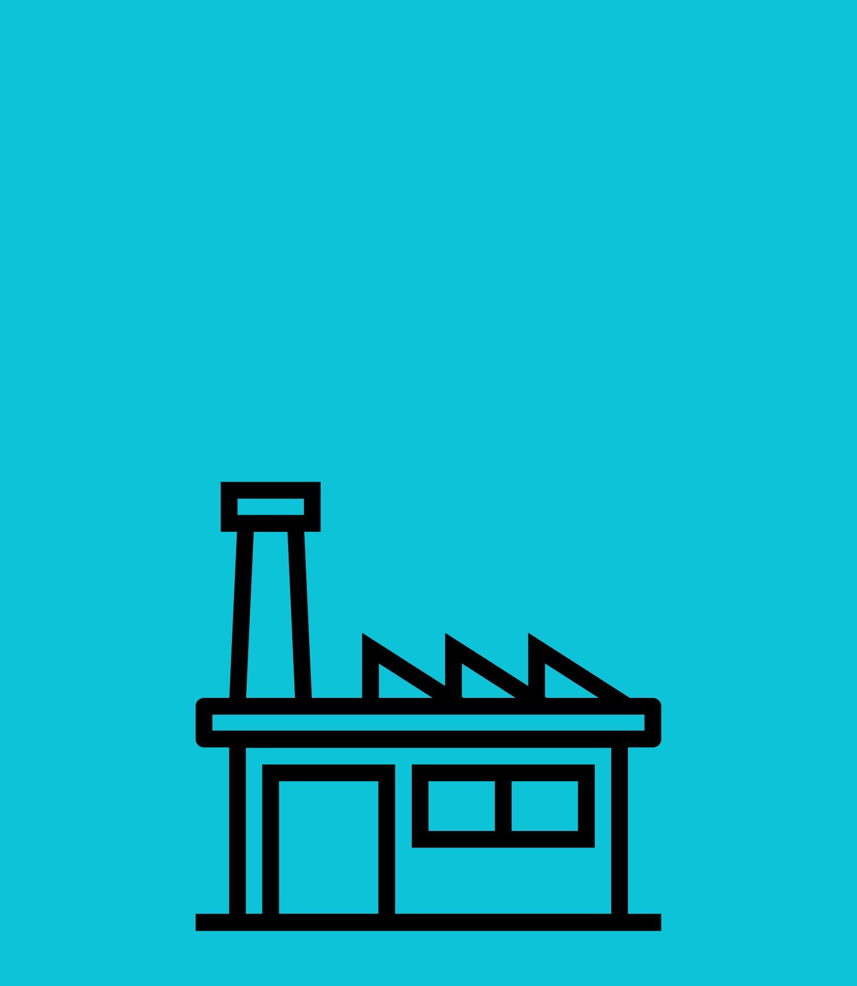 Ilustração de uma fábrica com chaminé sobre fundo azul